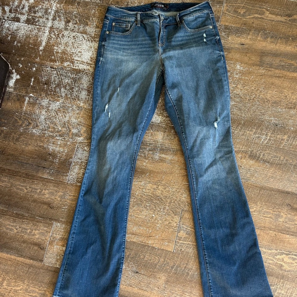 Torrid Premium Slim Boot Jeans Medium Wash Distressed Size 14XT Tall